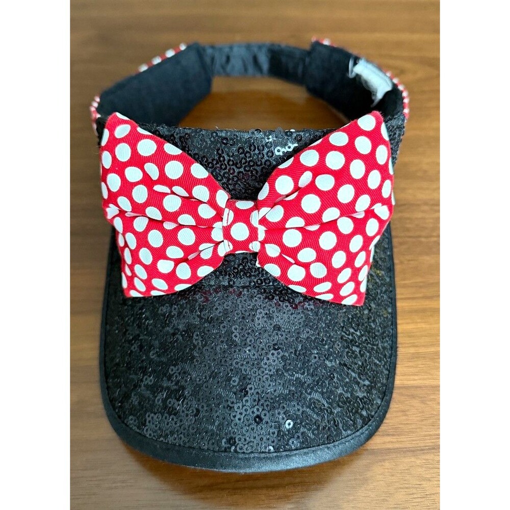 Disney Minnie Mouse Sequins FABOWLOUS Ajustable Sun Visor Hat Adult Pre Owned